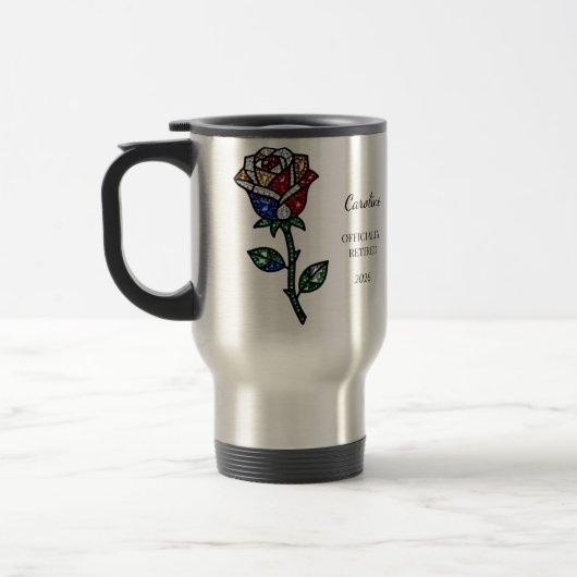 Personalized Stained Glass Rose Retirement Mug Reisebecher (Links)