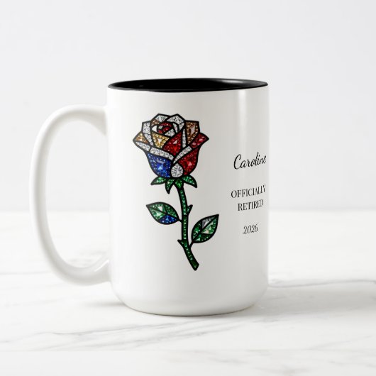 Personalized Stained Glass Rose Retirement Mug Zweifarbige Tasse (Links)