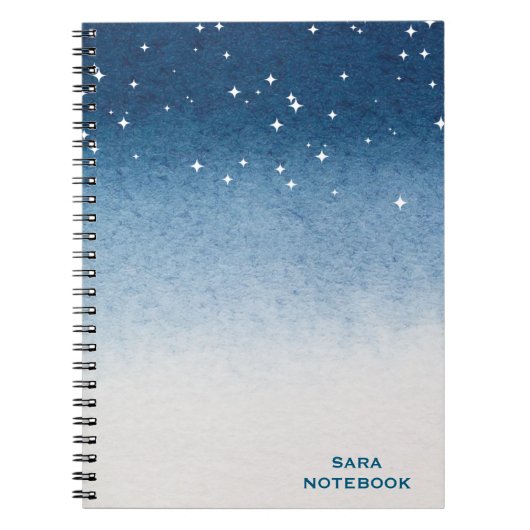 Personalized Starry Night Blue Gradient Notebook Notizblock (Vorderseite)