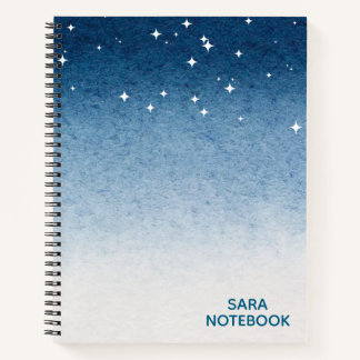 Personalized Starry Night Blue Gradient Notebook Notizblock
