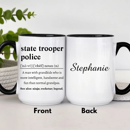 Personalized State Trooper Police Definition Tasse