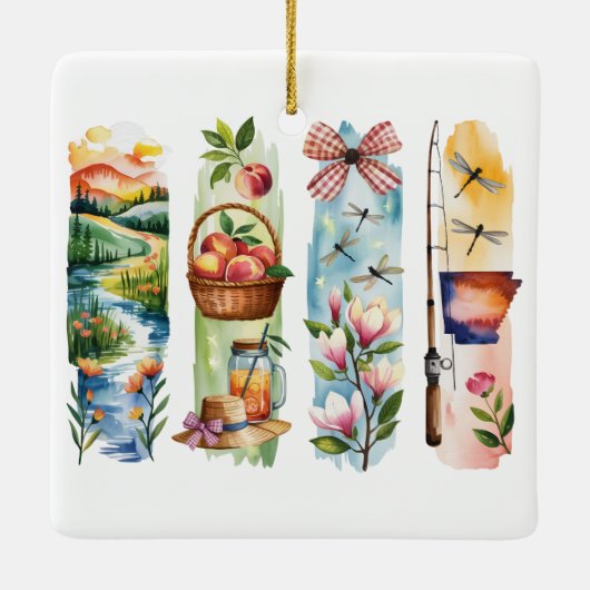 Personalized State Watercolor Christmas Ornament – (Rückseite)