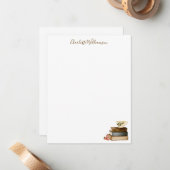 Personalized Stationery Cozy Book Lover Watercolor Mitteilungskarte (Vorderseite/Rückseite Beispiel)