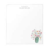 Personalized Stationery Name Hand-Painted Floral  Notizblock (Vorderseite)