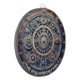Personalized Steampunk Aesthetic Gears Family Name Dartscheibe (Vorderseite Links)