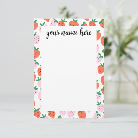Personalized Strawberries Notecards Dankeskarte (Stehend Vorderseite)