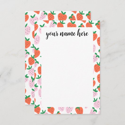 Personalized Strawberries Notecards Dankeskarte (Vorne/Hinten)