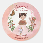 Personalized Strawberry Baby Shower Favor Stickers (Vorderseite)