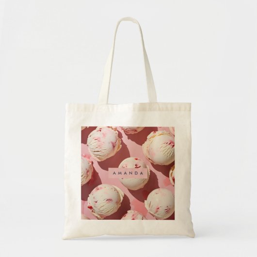 Personalized Strawberry Cream Swirl Aesthetic Tragetasche (Vorne)