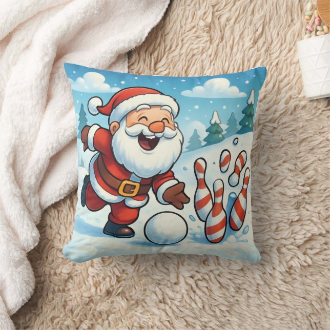 Personalized Striking Santa Bowling  Kissen (Decke)