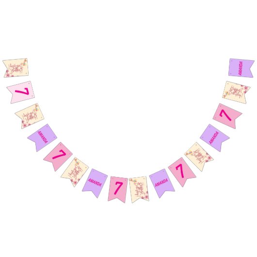 Personalized stripe and spot birthday bunting wimpelkette (Alle)