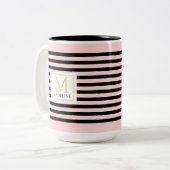Personalized Stripe Name Mug Pink Zweifarbige Tasse (Vorderseite Links)