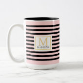 Personalized Stripe Name Mug Pink Zweifarbige Tasse (Links)