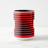 Personalized Stripe Name Mug Red Black White Tasse (Zentrum)