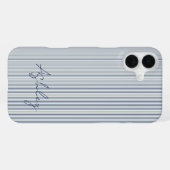 Personalized Striped Blue Tones Minimalist Chic iPhone Hülle (Rückseite (Horizontal))
