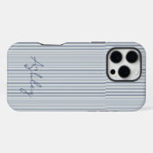 Personalized Striped Blue Tones Minimalist Chic iPhone Hülle (Rückseite (Horizontal))
