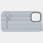 Personalized Striped Blue Tones Minimalist Chic iPhone Hülle (Rückseite (Horizontal))