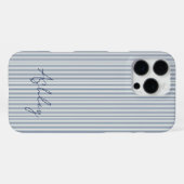Personalized Striped Blue Tones Minimalist Chic iPhone Hülle (Rückseite (Horizontal))