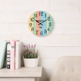 Personalized Striped Clock Große Wanduhr