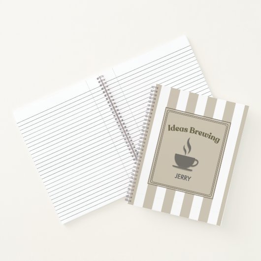 Personalized Striped Khaki "Ideas Brewing" Notizblock (Innenseite)