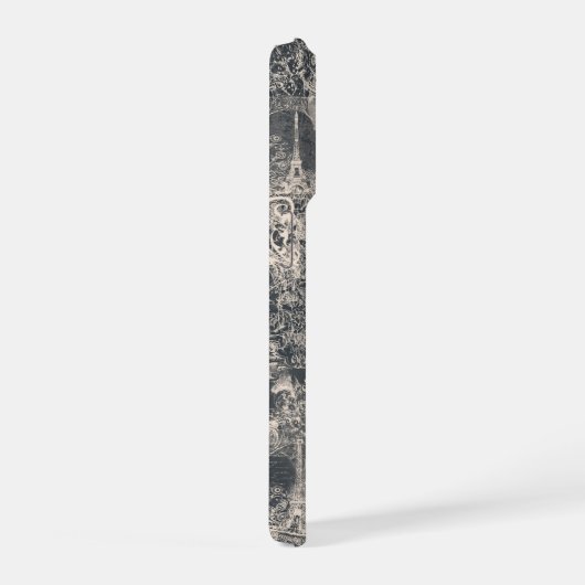 Personalized Stylish Black Paris Toile Design iPhone Hülle (Rechte Seite)