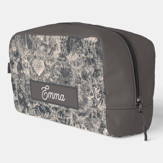 Personalized Stylish Black Paris Toile Design Waschbeutel (Rechte Ecke)