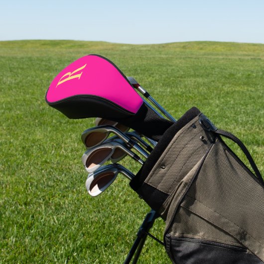 Personalized Stylish Monogram Hot Pink Golf Headcover (In SItu)