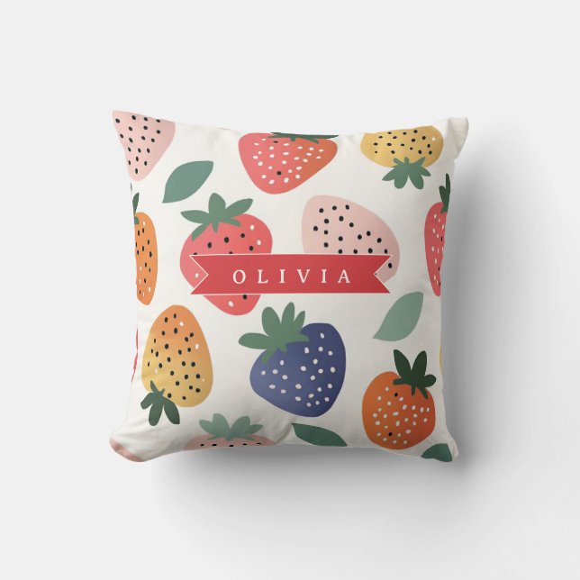 Personalized Summer Colorful Strawberry Pattern Kissen (Vorderseite)