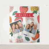 Personalized Summer Colorful Strawberry Pattern Wandteppich (Vorderseite)