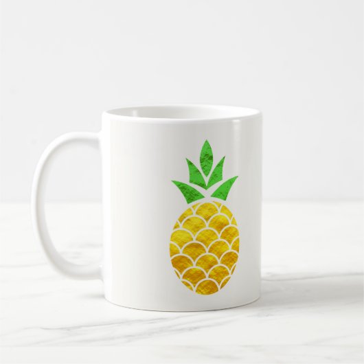 Personalized Summer Foil Gold Geometric Pineapple. Kaffeetasse (Links)