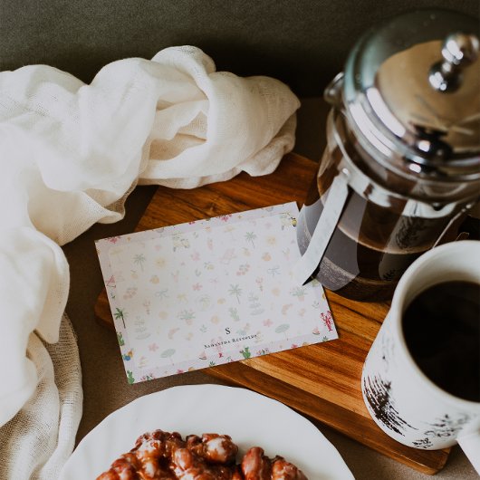 Personalized Summer Watercolor Pattern Mitteilungskarte