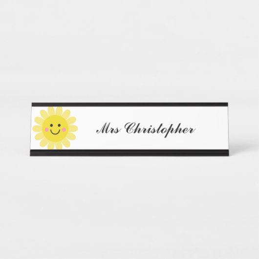 Personalized Sun Smile Face Teacher Schreibtischnamensplakette (Vorderseite )