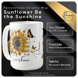 Personalized Sunflower Be the Sunshine Ceramic Mug Kaffeetasse