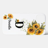 Personalized Sunflower Initial Name Design Case-Mate iPhone Hülle (Rückseite (Horizontal))