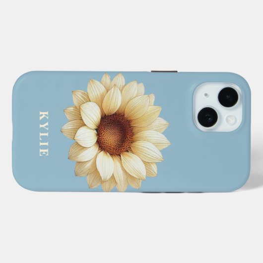 Personalized Sunflower Name Blue Phone Case (Rückseite (Horizontal))