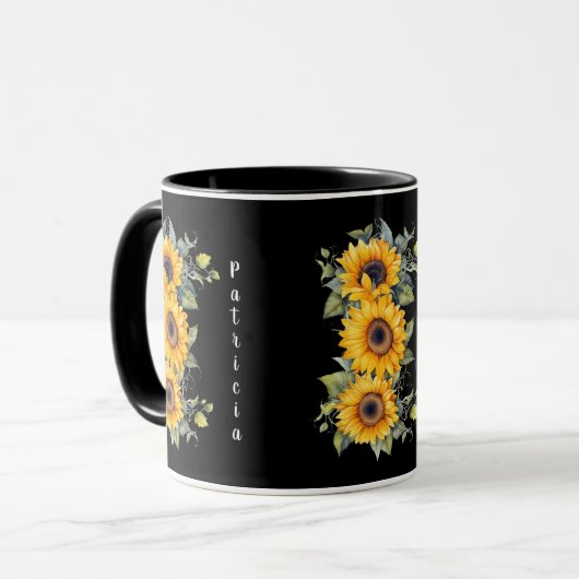 Personalized Sunflower Name Tasse (Vorderseite Links)