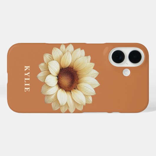Personalized Sunflower Name Terra Cotta Phone Case (Rückseite (Horizontal))