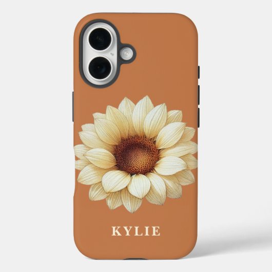 Personalized Sunflower Name Terra Cotta Phone Case (Rückseite)