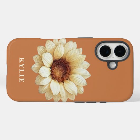 Personalized Sunflower Name Terra Cotta Phone Case (Rückseite (Horizontal))