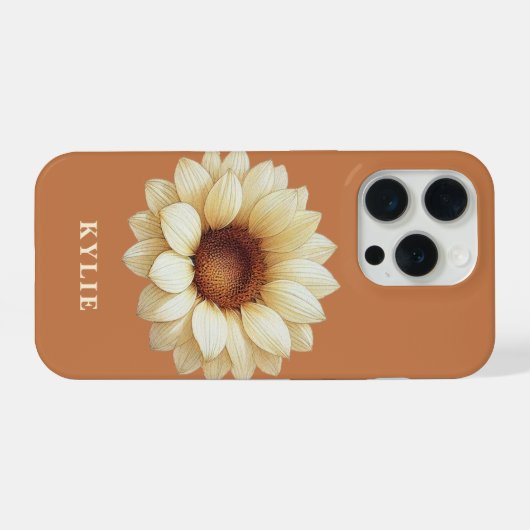 Personalized Sunflower Name Terra Cotta Phone Case iPhone Hülle (Rückseite (Horizontal))