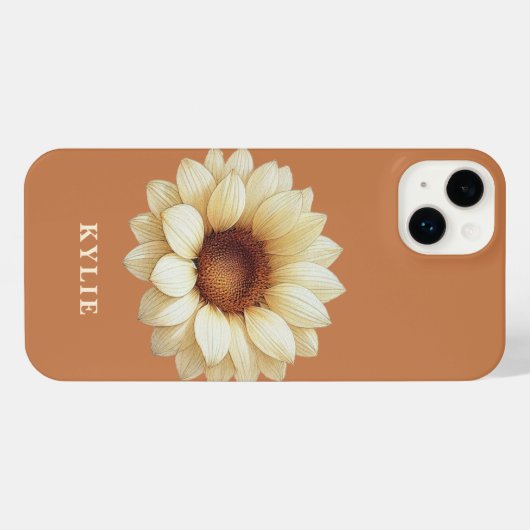 Personalized Sunflower Name Terra Cotta Phone Case iPhone Hülle (Rückseite (Horizontal))