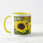 Personalized Sunflowers and Butterflies Tasse (Links)