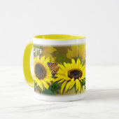 Personalized Sunflowers and Butterflies Tasse (Vorderseite Links)