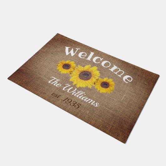 Personalized sunflowers - Welcome Fußmatte (Schrägansicht)