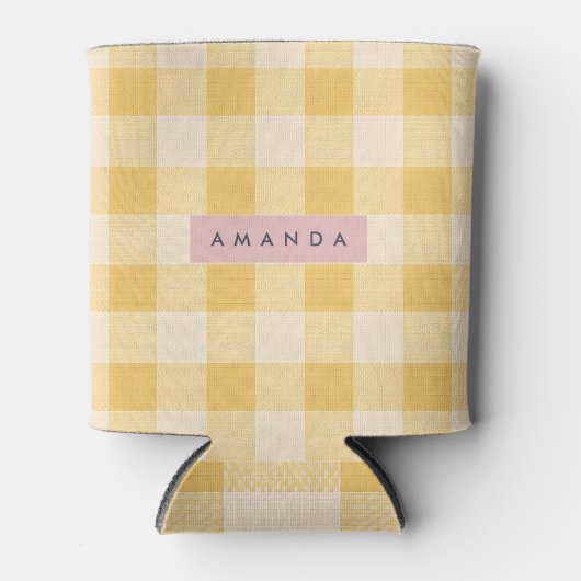 Personalized Sunny Yellow Gingham Plaid  Dosenkühler (Vorderseite)