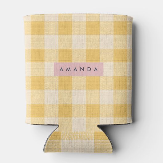 Personalized Sunny Yellow Gingham Plaid  Dosenkühler (Rückseite)
