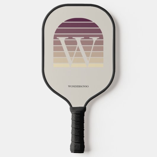 Personalized Sunset Ombre Monogram Pickleball Schläger (Rückseite)