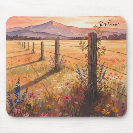 Personalized Sunset Wildflower Desk Mousepad (Vorne)