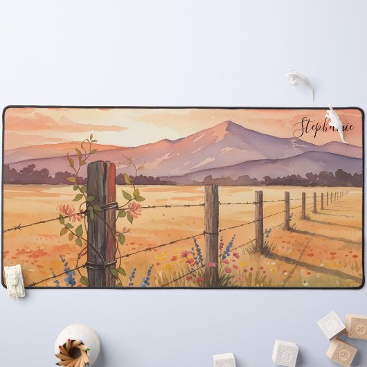 Personalized Sunset Wildflower Field Schreibtischunterlage