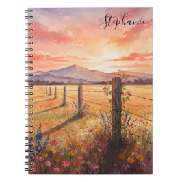 Personalized Sunset Wildflower Journal Notebook Notizblock